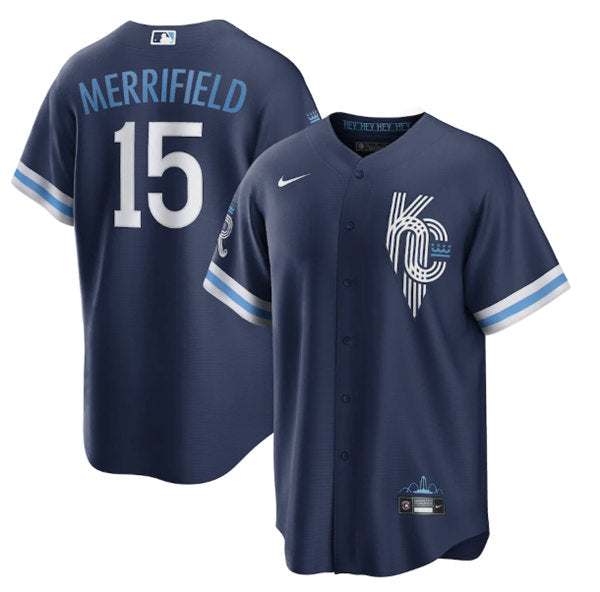 Whit Merrifield Kansas City Royals navy City Connect jersey