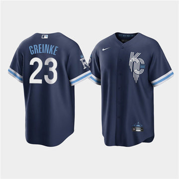 Zack Greinke Kansas City Royals navy City Connect jersey