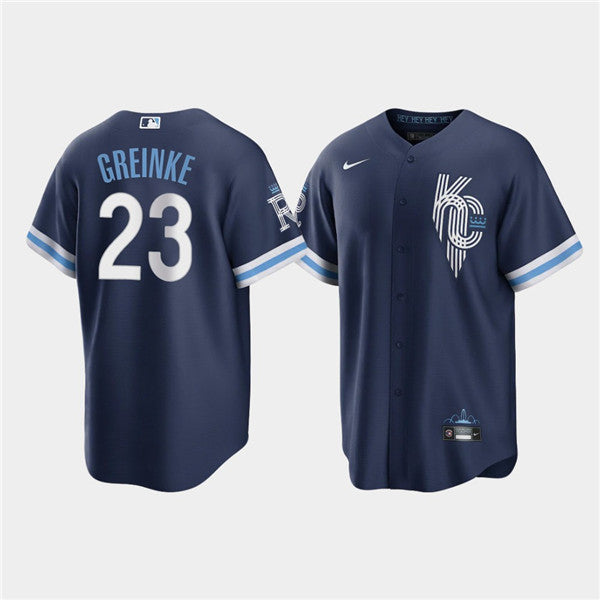 Zack Greinke Kansas City Royals navy City Connect jersey