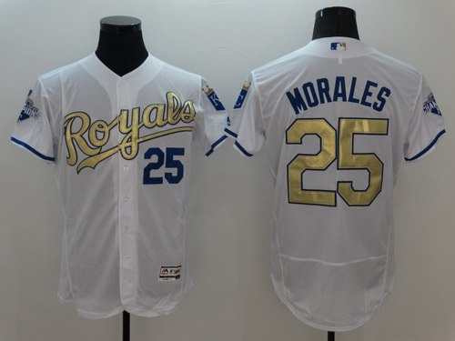 Kendrys Morales Majestic Kansas City Royals white jersey