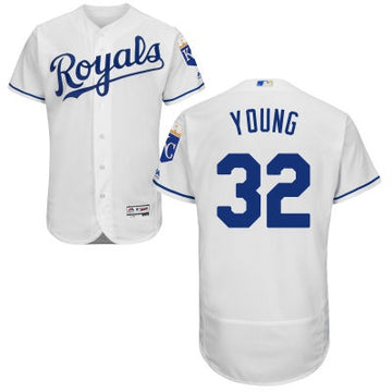 Chris Young Majestic Kansas City Royals white Authentic jersey
