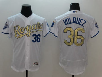Edinson Volquez Majestic Kansas City Royals white jersey