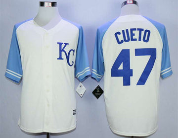 Johnny Cueto Kansas City Royals cream jersey