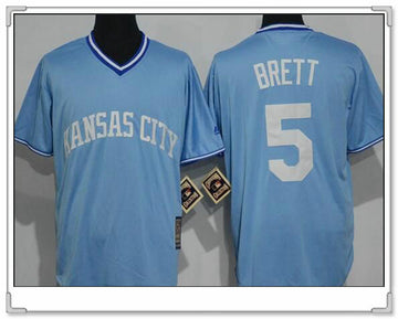 George Brett Kansas City Royals blue Cooperstown jersey