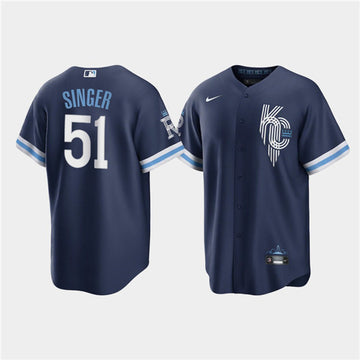 Brady Singer Kansas City Royals navy City Connect jersey