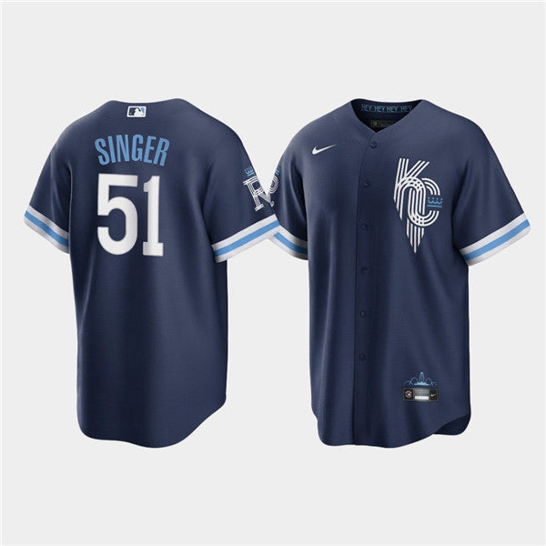 Brady Singer Kansas City Royals navy City Connect jersey