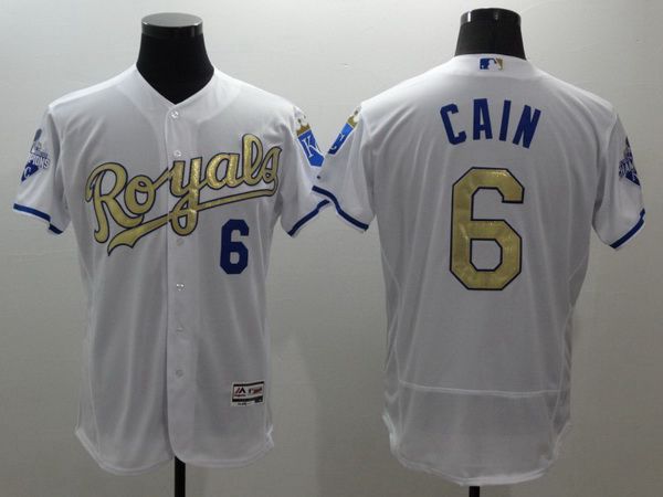 Lorenzo Cain Majestic Kansas City Royals white jersey