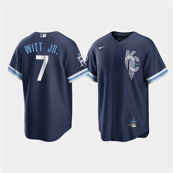 Bobby Witt Jr Kansas City Royals navy City Connect jersey