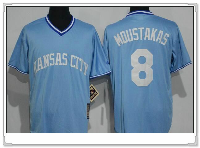 Mike Moustakas Kansas City Royals blue Cooperstown jersey