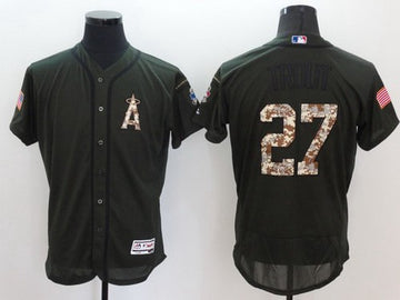 LA Of Anaheim Mike Trout Los Angeles Angels green Salute To Service jersey