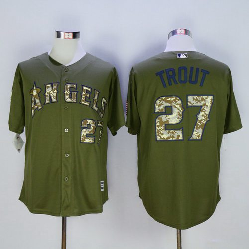 LA Of Anaheim Mike Trout Los Angeles Angels green Salute To Service jersey