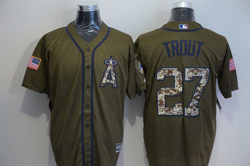 LA Of Anaheim Mike Trout Los Angeles Angels green Salute To Service jersey