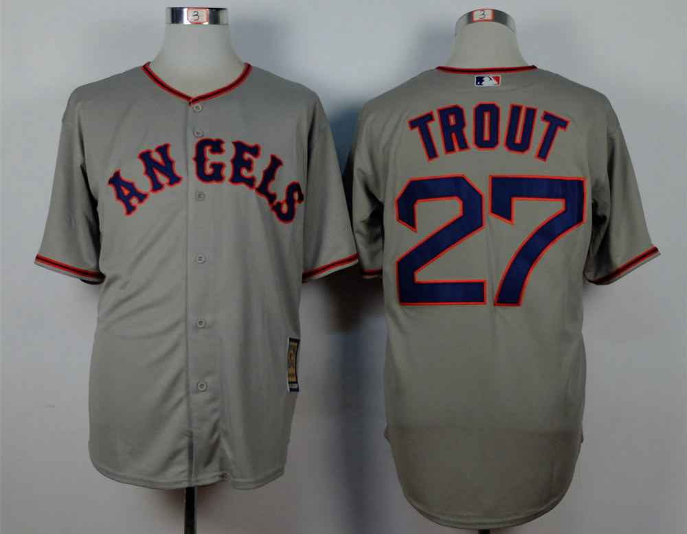 LA Of Anaheim Mike Trout Los Angeles Angels grey jersey