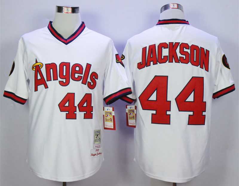 LA Of Anaheim Reggie Jackson Los Angeles Angels white Throwback jersey