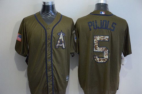 LA Of Anaheim Albert Pujols Los Angeles Angels green Salute To Service jersey