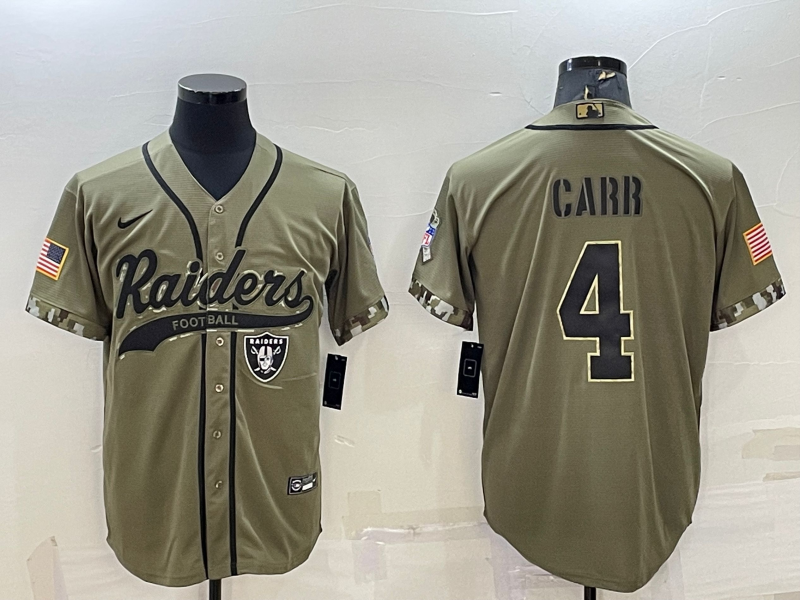 Derek Carr Las Vegas Raiders olive Salute To Service jersey