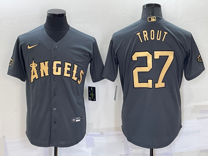 Mike Trout Los Angeles Angels grey jersey