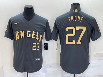 Mike Trout Number Los Angeles Angels grey jersey