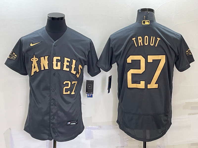 Mike Trout Number Los Angeles Angels grey jersey