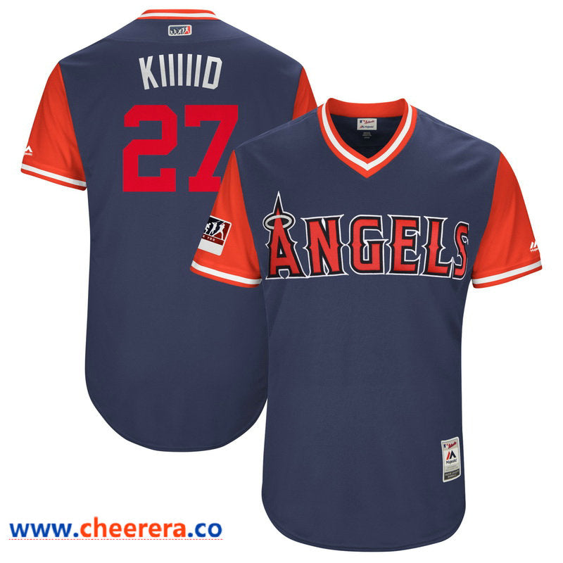 Mike Trout Kiiiiid Majestic Los Angeles Angels navy-red Authentic jersey