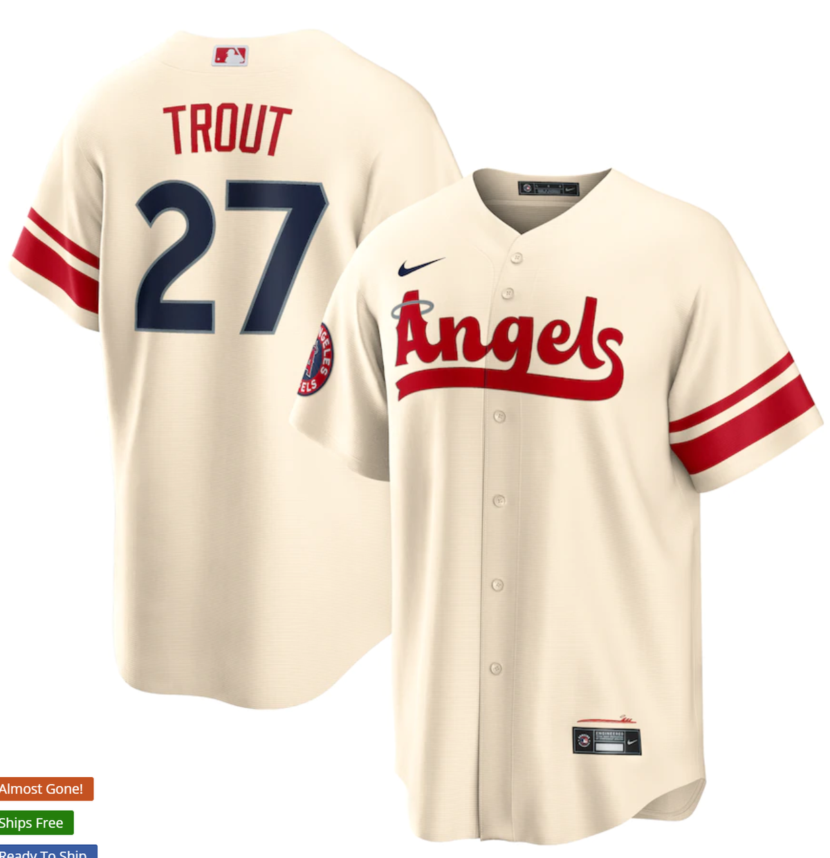 Mike Trout Nike Los Angeles Angels cream City Connect jersey