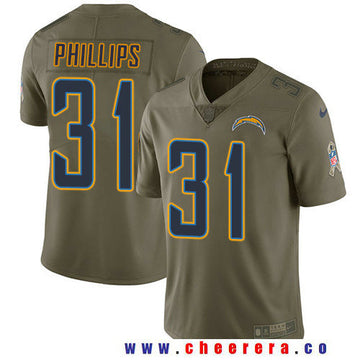 Adrian Phillips Los Angeles Chargers olive Salute To Service jersey