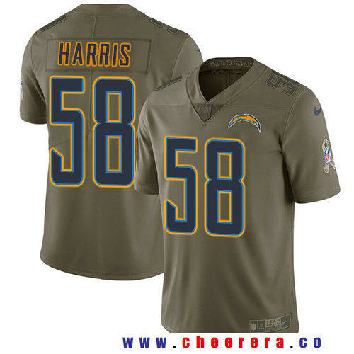 Nigel Harris Los Angeles Chargers olive Salute To Service jersey