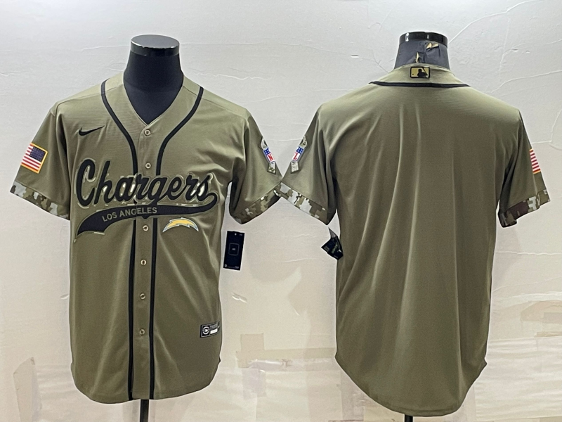 Custom Los Angeles Chargers olive Salute To Service jersey