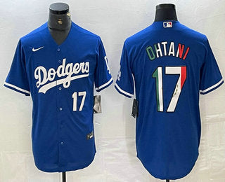 Shohei Ohtani Number Mexico Los Angeles Dodgers blue jersey