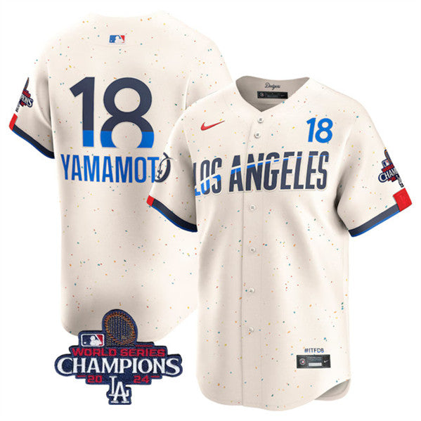 Yoshinobu Yamamoto Los Angeles Dodgers cream City Connect jersey