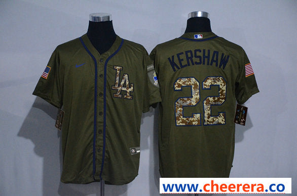 Clayton Kershaw Los Angeles Dodgers olive jersey