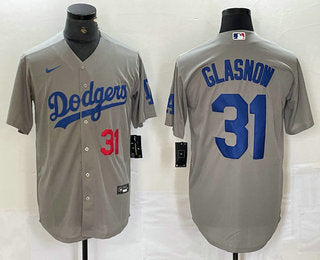 Tyler Glasnow Number Los Angeles Dodgers grey jersey