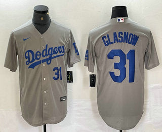 Tyler Glasnow Number Los Angeles Dodgers grey jersey