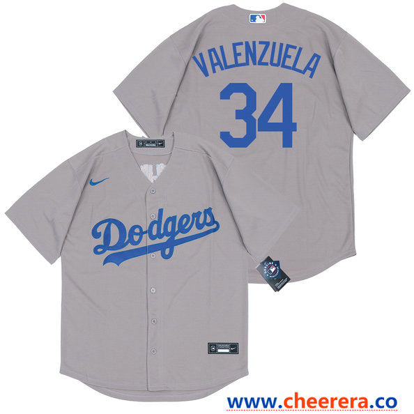 Fernando Valenzuela Los Angeles Dodgers gray jersey