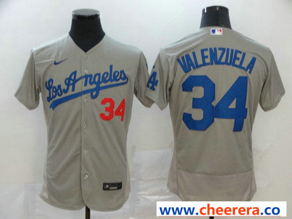 Fernando Valenzuela Los Angeles Dodgers gray jersey