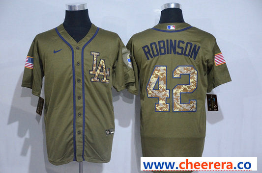 Jackie Robinson Los Angeles Dodgers olive jersey