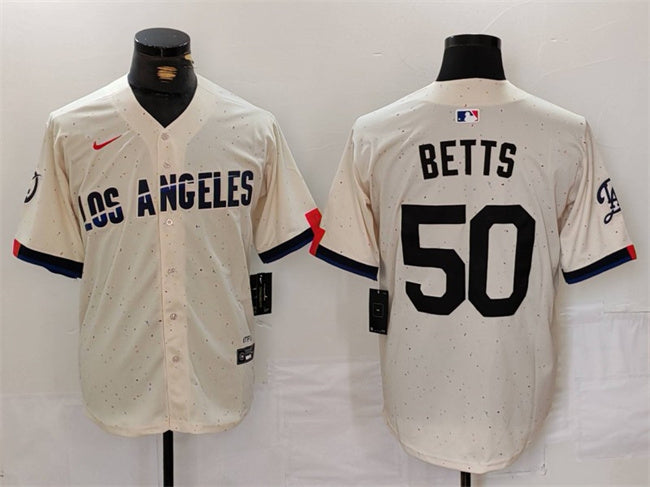 Mookie Betts Los Angeles Dodgers cream jersey