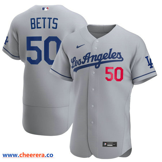 Mookie Betts Los Angeles Dodgers gray jersey