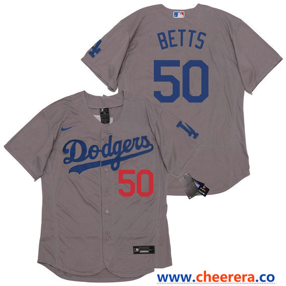 Mookie Betts Los Angeles Dodgers gray jersey