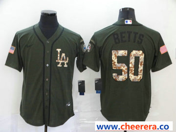 Mookie Betts Los Angeles Dodgers olive jersey