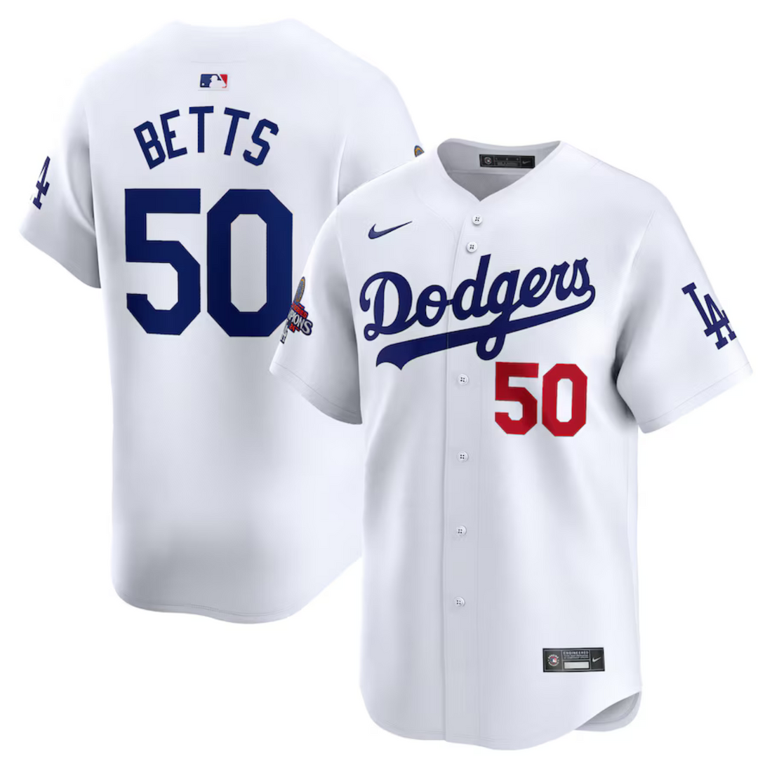 Mookie Betts Los Angeles Dodgers white Limited jersey