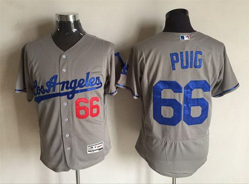 Yasiel Puig Los Angeles Dodgers gray Road jersey
