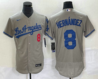 Kike Hernandez Number Los Angeles Dodgers grey jersey