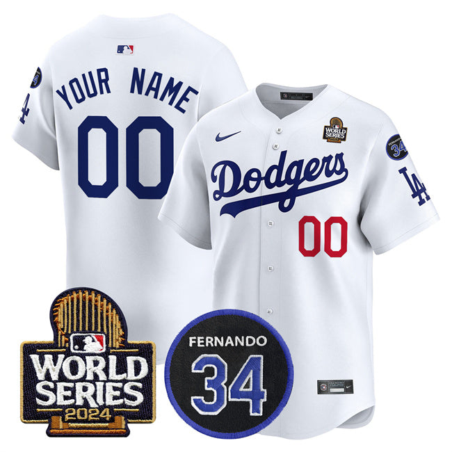 Custom Los Angeles Dodgers white Limited jersey