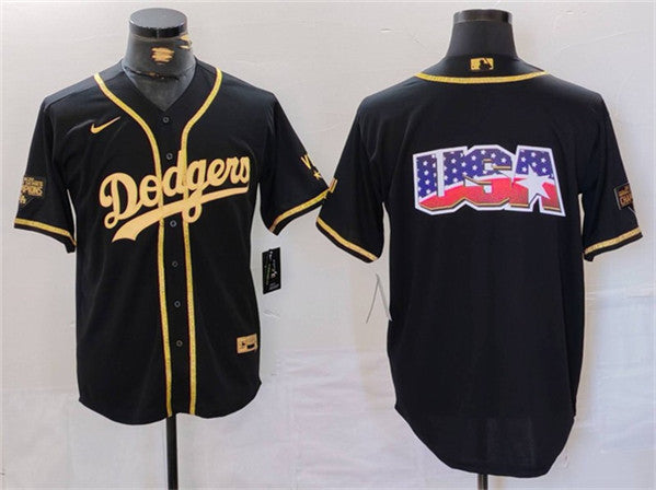 Logo Black Los Angeles Dodgers gold jersey