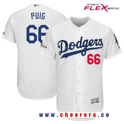 Yasiel Puig Majestic Los Angeles Dodgers white jersey
