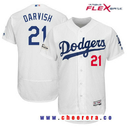 Yu Darvish Majestic Los Angeles Dodgers white jersey