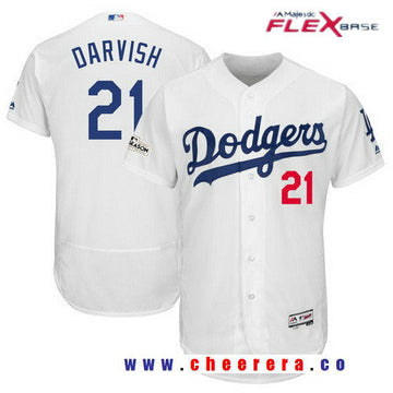Yu Darvish Majestic Los Angeles Dodgers white jersey