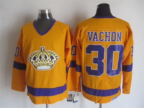 Rogie Vachon Los Angeles Kings yellow Throwback jersey