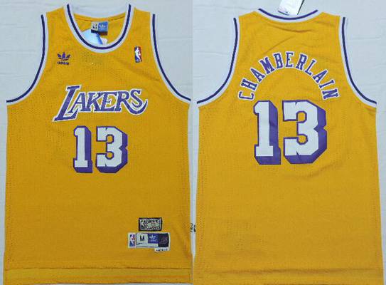 Wilt Chamberlain Los Angeles Lakers yellow Throwback jersey